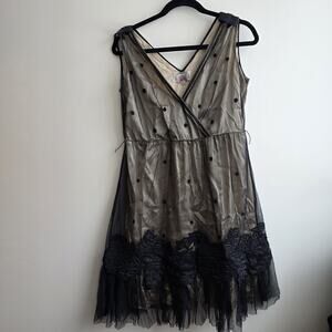 Baraschi Anthropologie Black Tulle Dress 12 Whimsigoth Fairygoth Dark Romantic